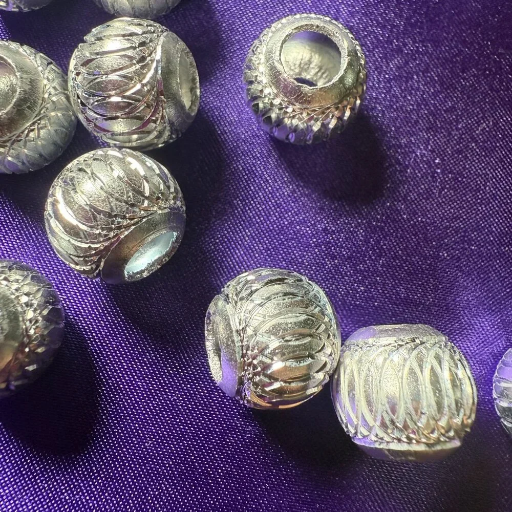 NEW📌 100 Aluminium Round bead 9mm Silver color for Jewelry Making - Craft
